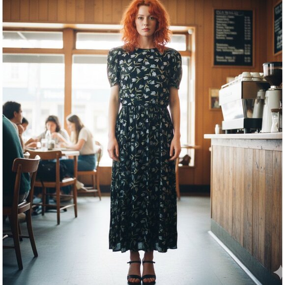 🌷 Vtg Worthington Rayon Floral Midi Dress 12 🌷 - Picture 1 of 5